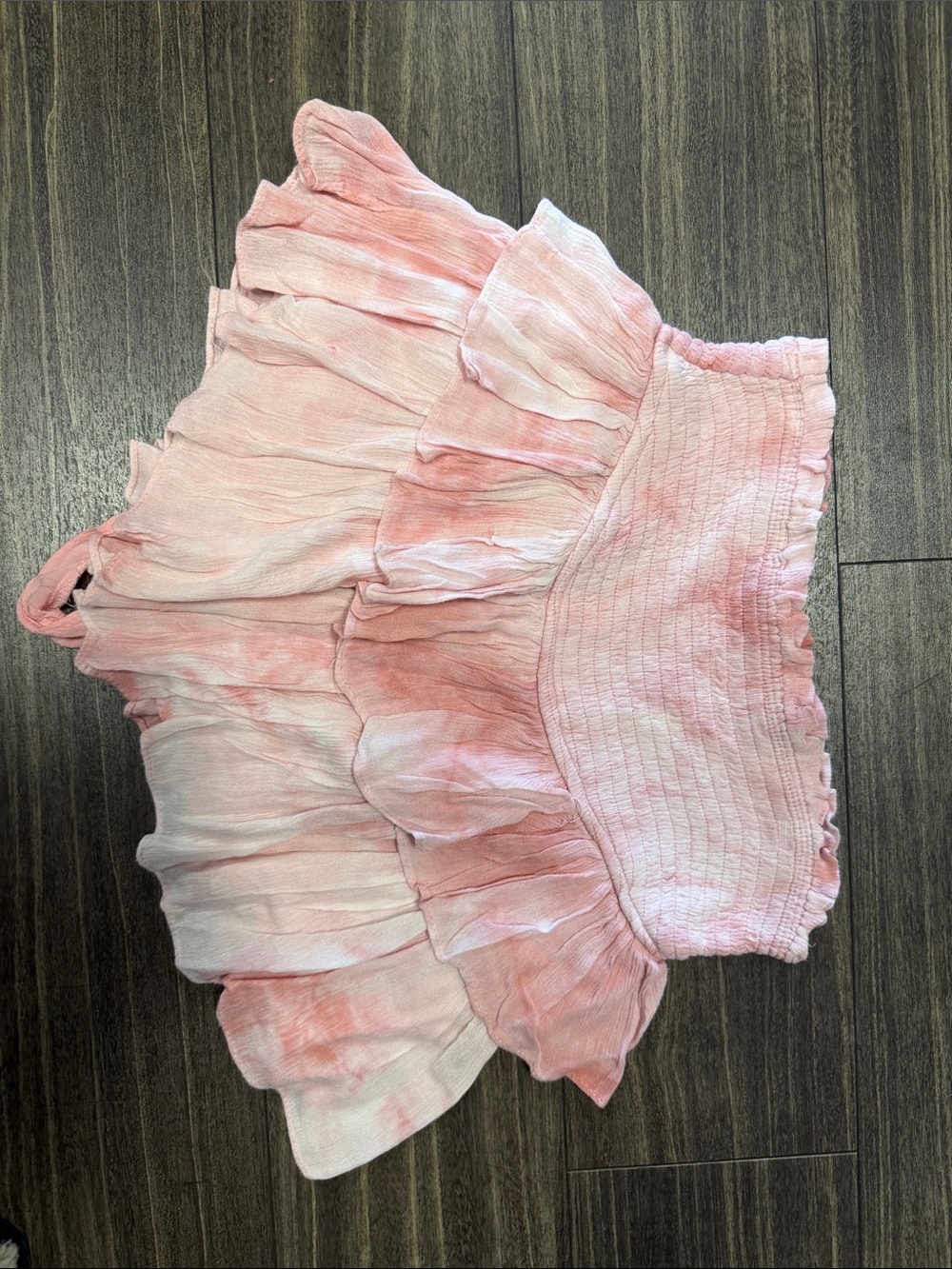 Pink Tie-Dye Ruffle Mini Skirt